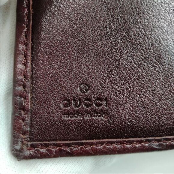 Gucci Burgundy Bifold Wallet Guccissima Lovely Heart French Flap Compact Wallet - Picture 5 of 8
